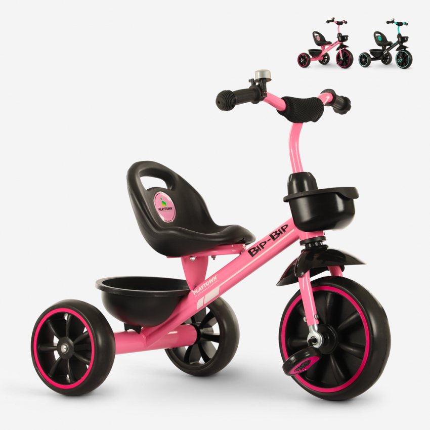 Trehjuling för barn med justerbar sits och förvaringskorg Bip Bip Modell