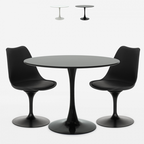 Set runt bord 80cm 2 stolar tulpan design modern skandinavisk stil Aster