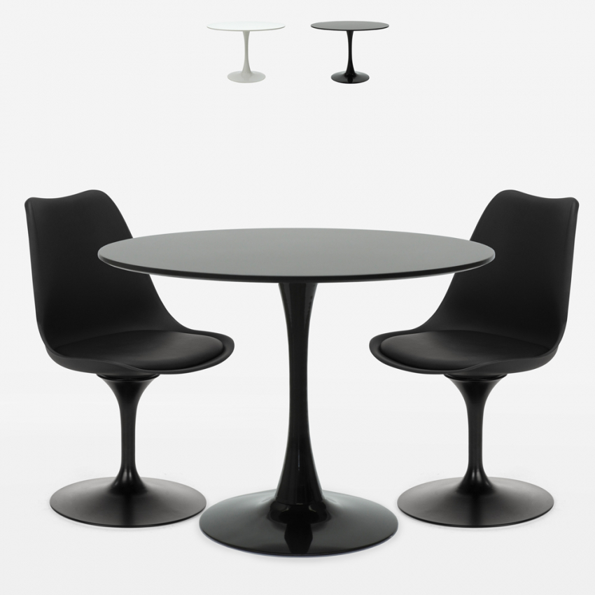Set runt bord 80cm 2 stolar tulpan design modern skandinavisk stil Aster Kampanj