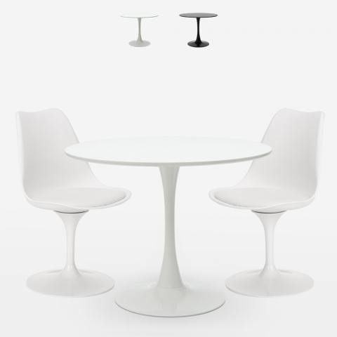 Set runt bord 70cm 2 stolar tulpan design modern skandinavisk stil Iris