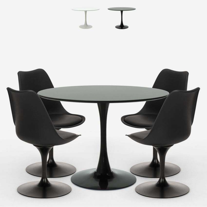 Set runt bord 100cm 4 stolar tulpan design modern skandinavisk stil Ross Kampanj