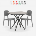 Set modernt svart kvadratiskt bord 70x70cm 2 stolar design Wade Black Kampanj