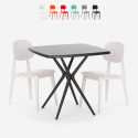 Set modernt svart kvadratiskt bord 70x70cm 2 stolar design Wade Black Mått