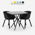 Set kvadratiskt svart bord 70x70cm 2 stolar modern design Navan Black Kampanj