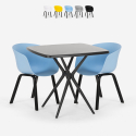 Set kvadratiskt svart bord 70x70cm 2 stolar modern design Navan Black Rea