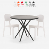 Set runt svart bord 80cm 2 stolar design Berel Black Mått