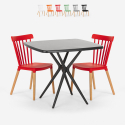 Set kvadratiskt svart bord 70x70cm 2 stolar modern design Roslin Black Kampanj