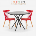 Set kvadratiskt svart bord 70x70cm 2 stolar modern design Roslin Black Kampanj