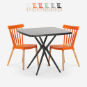 Set kvadratiskt svart bord 70x70cm 2 stolar modern design Roslin Black Försäljning