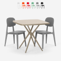 Set modernt beige kvadratiskt bord 70x70cm 2 stolar design Wade Erbjudande