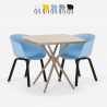 Set kvadratiskt beige bord 70x70cm 2 stolar modern design Navan Erbjudande