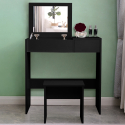 Sminkstation toalettbord platsbesparande behållare spegel pall svart färg Nicole Black Erbjudande