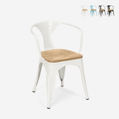 stol med armstöd stil industriell design kök bar steel wood arm light Kampanj