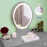 Grå sminkstation skandinavisk design spegel LED lådor pall Serena Grey Rea