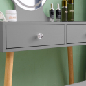 Grå sminkstation skandinavisk design spegel LED lådor pall Serena Grey Katalog