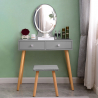 Grå sminkstation skandinavisk design spegel LED lådor pall Serena Grey Erbjudande