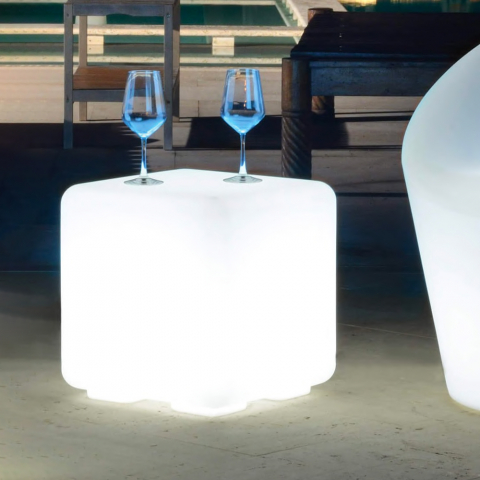 Bord kubform LED -ljus för utomhus 43x43cm restaurang bar Cubo Bò