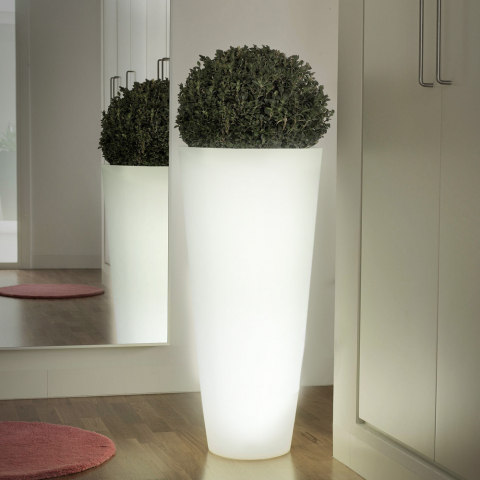 Hög rund lysande kruka Ø 39 x 85cm ljussats för utomhus trädgård design Hydra