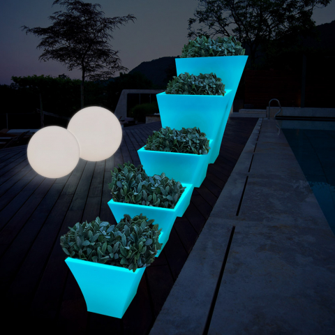 Fluorescerande lysande kvadratisk kruka för utomhus trädgård design Patio Fluo