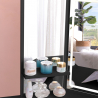 Svart hörnsminkstation toalettbord 3 speglar LED pall byrå Elettra Black Katalog