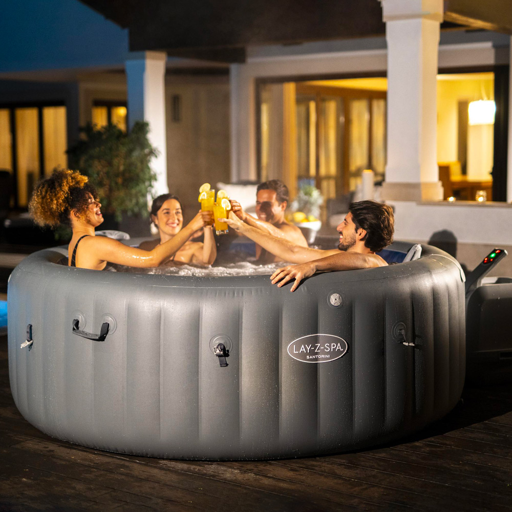 Uppblåsbar rund bubbelpool 216x80cm Bestway Lay-Z SPA Santorini Hydrojet Pro 7 personer 60075