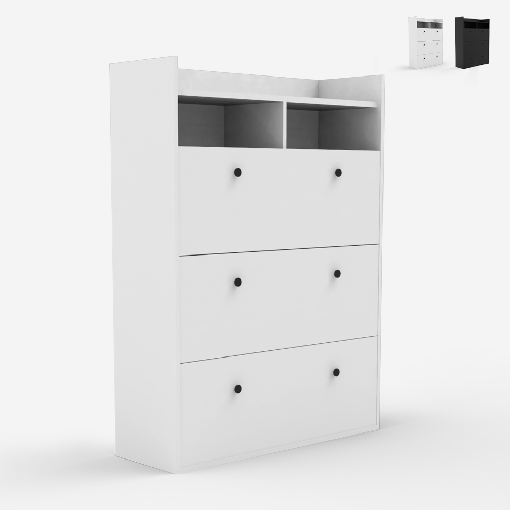Platsbesparande vertikalt skoskåp 3 dörrar 63x24x120cm 18 par skor Curpes