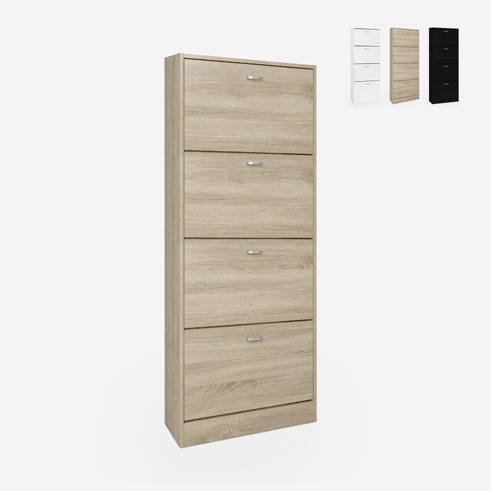 Platsbesparande vertikalt skoskåp 63x24x154cm 4 dörrar 24 par skor Kingad