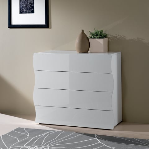 Byrå sovrum 100cm 4 lådor blank vit design Onda Draw Kampanj