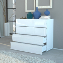 Byrå sovrum 100cm 4 lådor blank vit design Onda Draw Rea