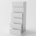 Byrå 6 lådor i blank vit sovrum design Onda Septet Rea