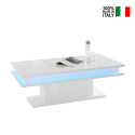 Glansigt vitt soffbord modern design 100x55cm LED-ljus Little Big Modell