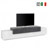 TV-Bänk 240 cm Design 4 Fack 3 dörrar vit och skiffer Corona Low Ardesia Försäljning
