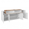Skänk sideboard 200cm vit och trä design med dörrar och 4 fack Corona Side Rea