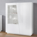Vitrinskåp modern bokhylla vardagsrum salong glänsande vit design Vega Bias Kampanj