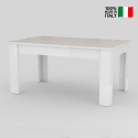 Glänsande vitt utdragbart bord 140-190x90cm matsal Jesi Light Försäljning