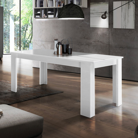 Glänsande vitt utdragbart bord 120-170x90cm för matsal Jesi Line