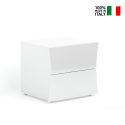 Glansigt vitt sängbord med 2 lådor för sovrummet Arco Smart Försäljning