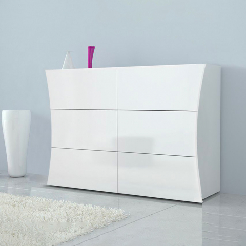 Byrå 6 lådor möbel för sovrum blank vit Arco Dresser Kampanj