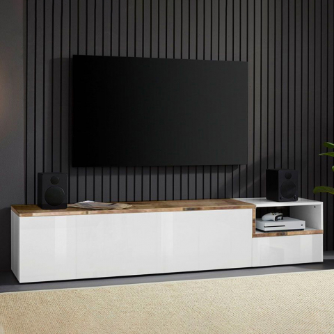TV-bänk vardagsrum 200cm 2 dörrar 1 fack design Zet Kiwey Acero L