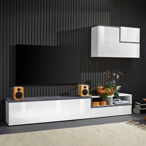 Utrustad vägg design TV-bänk väggenhet vardagsrum Zet Skone Ardesia
