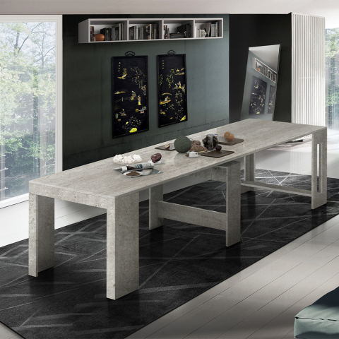 Utdragbart matbord 90x51-300cm grå entrékonsol Pratika Pilka Kampanj