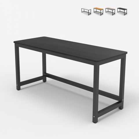 Rektangulärt skrivbord för kontor 120x60cm trä metall svart modernt Bridgeblack 120 Kampanj