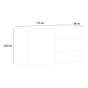 Skänk sideboard med lucka och 3 lådor blank vit vardagsrum Metis Three Rea