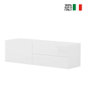 Design vardagsrum TV-skåp med 2 lådor 110cm blank vit Metis Försäljning