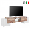 TV-bänk 2 glashyllor 4 dörrar 190cm vardagsrum Pillon Acero XL Försäljning