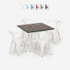 set bord 80x80cm industriell design 4 stolar stil kök bar hustle white Erbjudande