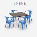 set bord 80x80cm industriell design 4 stolar stil kök bar hustle white Kampanj