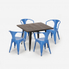 set bord 80x80cm 4 stolar industriell design stil kök bar hustle black Egenskaper