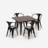 set bord 80x80cm 4 stolar industriell design stil kök bar hustle black Pris