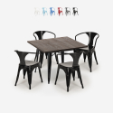set bord 80x80cm 4 stolar industriell design stil kök bar hustle black Rabatter